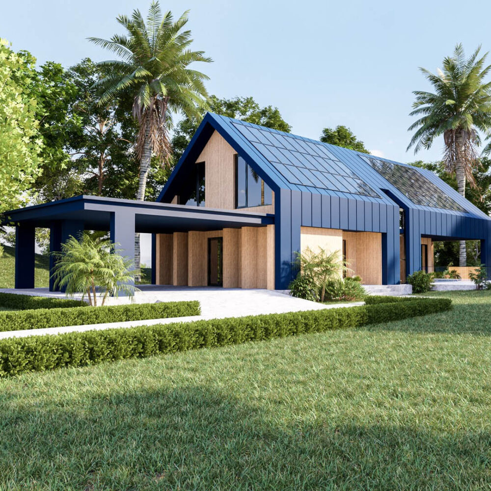 solar panels roof modern house harvesting renewable energy w terra-energys.de